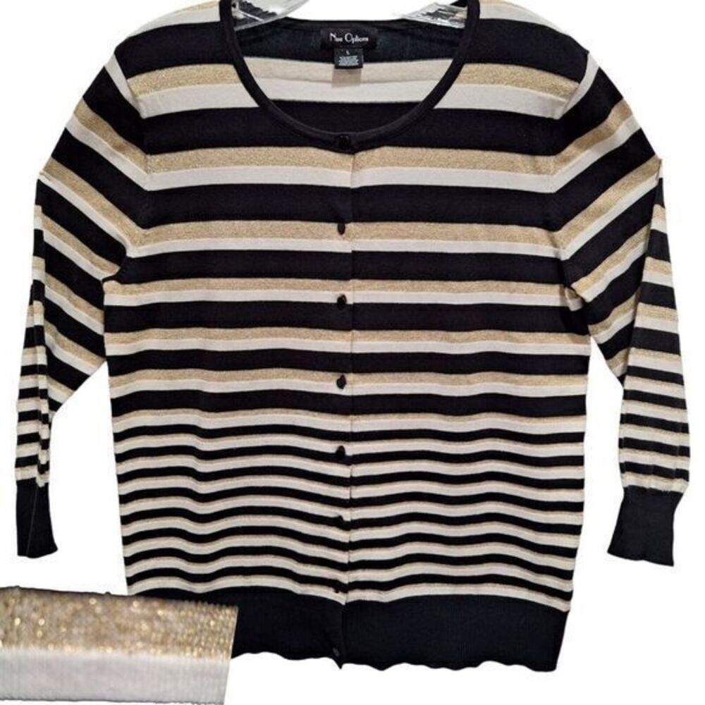 Nue Options striped sweaters cardigan long sleeve with buttons for women size‎ L